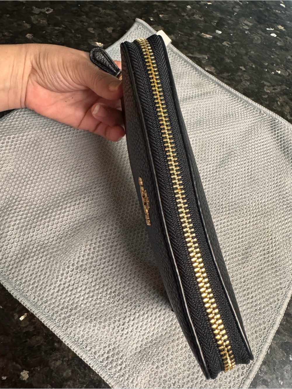 Coach Black Pebbled Leather Zip Wallet - Picture 10 of 15